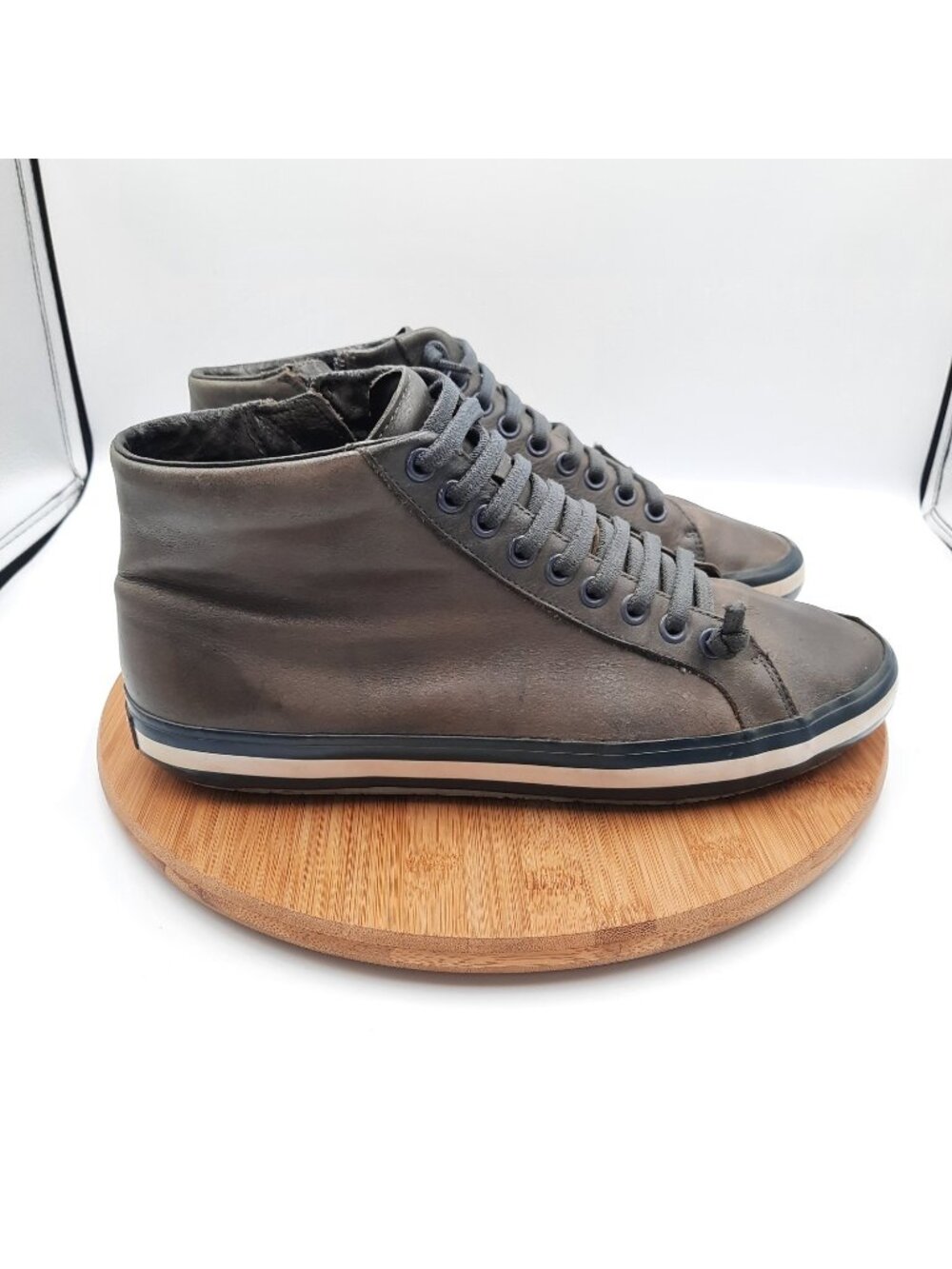 Camper Portol Mens Size 44 US 11 Boots Aluminum Gray Leather Ankle Side Zip